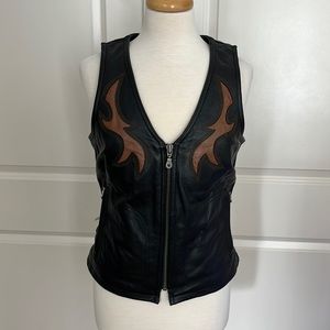 Genuine Harley-Davidson Leather Flame Vest Size Small